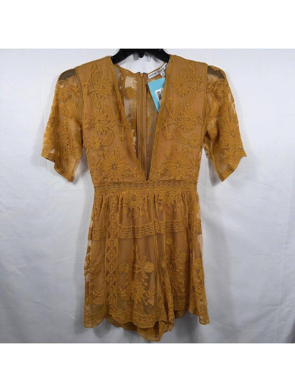 HYFVE Mustard Lace Romper Size Small NWT - Picture 2 of 9